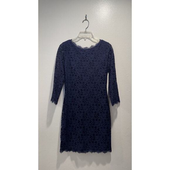 Diane Von Furstenberg Dresses & Skirts - Diane Von Furstenberg Women’s Size 0 Navy Blue Lace Colleen Sheath Dress Glam